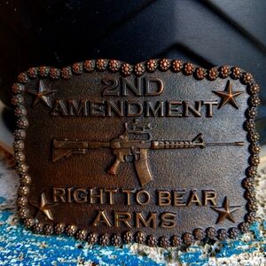 Vintage second amendment belt buckle